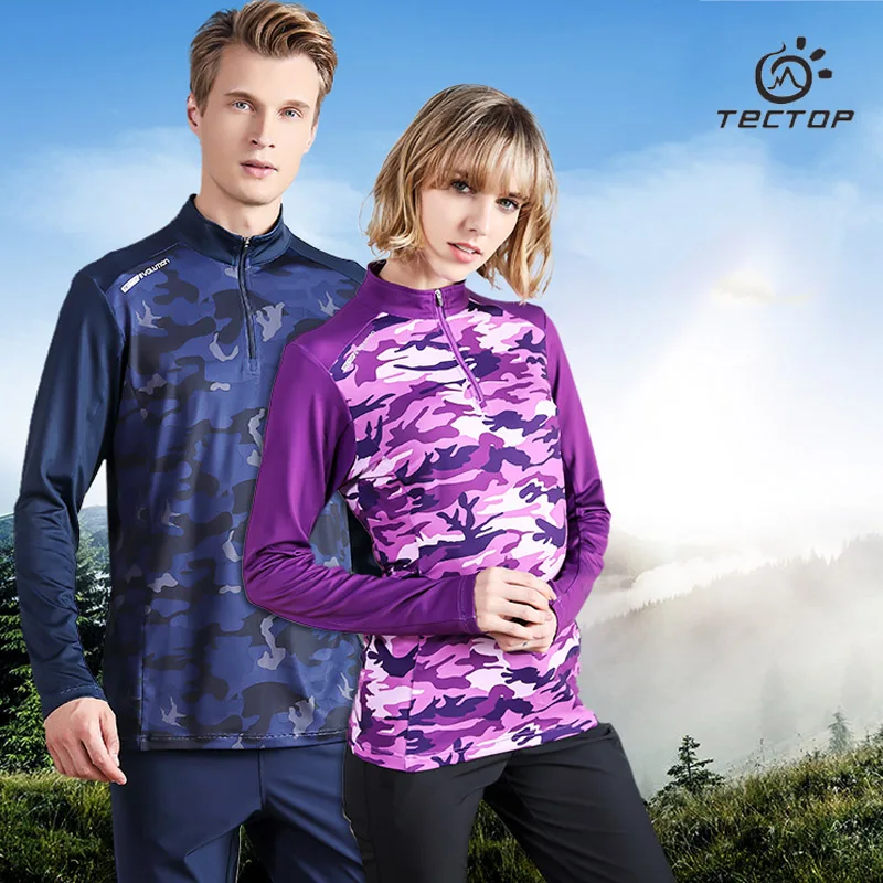 

TECTOP 2019 Brand New full sleeves T shirt Men Women Outdoor camouflage quick drying breathable cool summer long sleeve Shirt