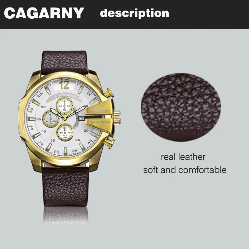 2019 cagarny dz style quartz watch men golden mens watches free shipping(23)
