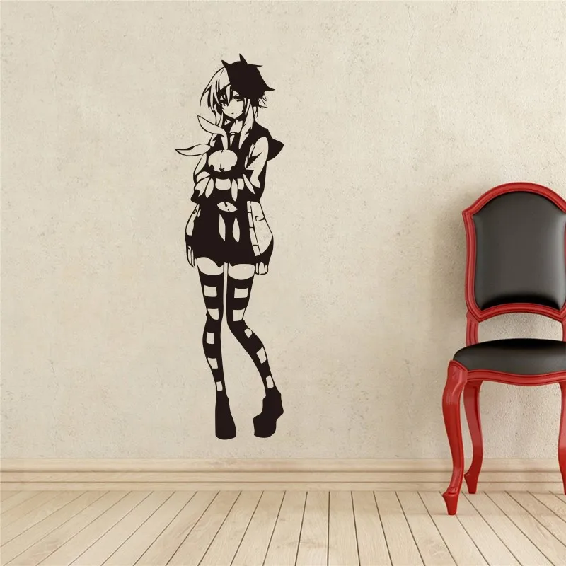 Free shipping Creative DIY Cute Anime Girl Stockings Wall Decal Vinyl