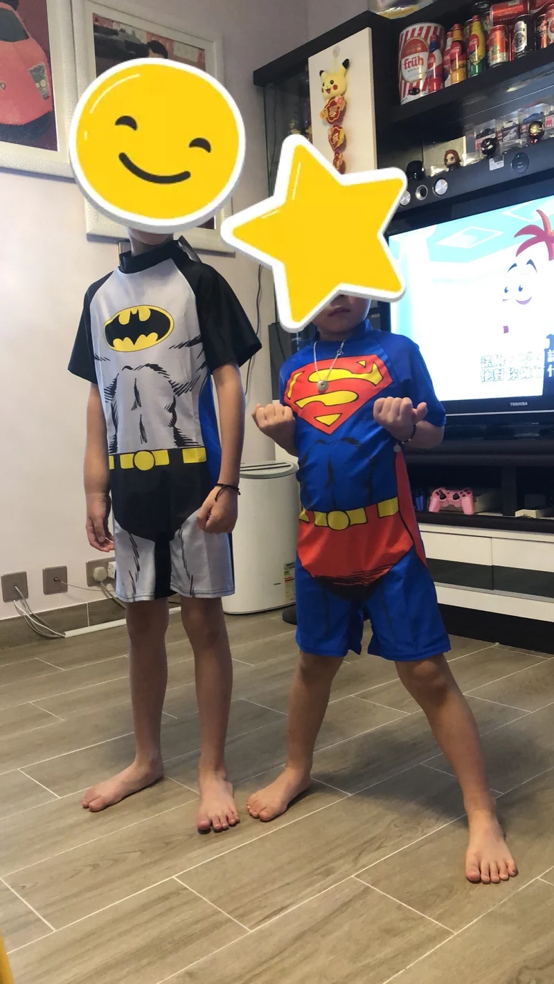 Супергероя принтами для мальчиков купальник детская одежда для плавания, детский ванный комплект цельный Плавание костюм с Бэтменом, купальник в Стиле Человека-паука с Кепки Купальник