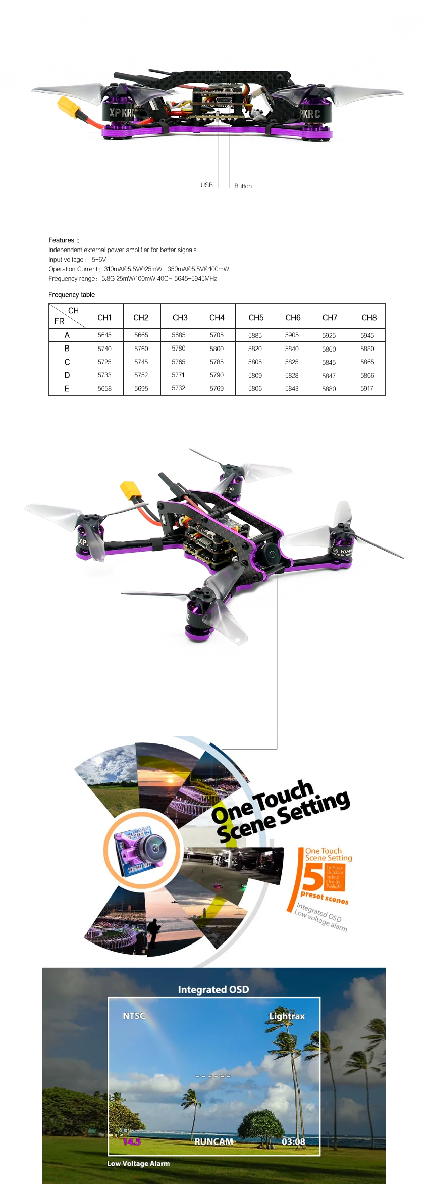 Xpkrc X3 бесщеточный FPV Racing Drone версия PNP Полетный контроллер омнибус F4 игровые джойстики 20A Mini 4 в 1 BLheli_s ESC(2-4 S LiPo