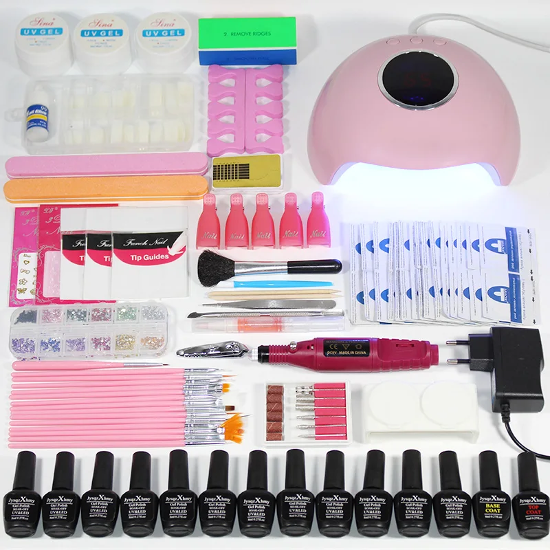 Nail set for nail electric pen for manicure acrylic set for nail 36W/48W/72 W LED lamp for nail gel 12 Varnish manicure kit set