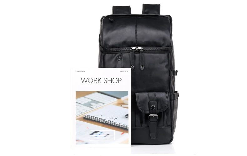 Большой Вместительный черный кожаный мужской рюкзак, повседневный дорожный рюкзак для мужчин, Студенческая школьная сумка, 14 рюкзак для ноутбука, мужской рюкзак Mochila
