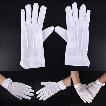 

Catering uniforms White Cotton Gloves Formal Work Uniform Magician Parades Inspection Five-fingers Women men's work gloves