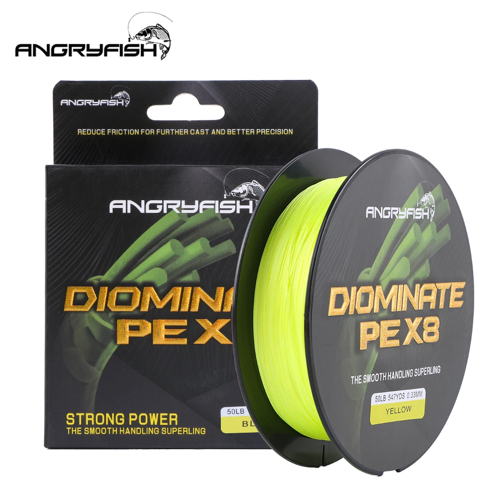 Рыболовная плетеная леска Angryfish Diominate PE X8 8 нитей 500 м 18 20 30 40 50 80 фунтов|Рыболовные