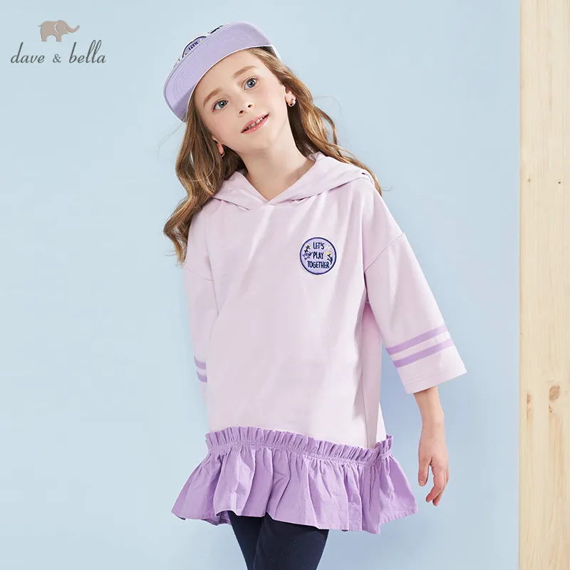 

DBK9131 dave bella baby girls spring infant baby fashion t-shirt toddler top 5-13Y children high quality tees hooded clothes