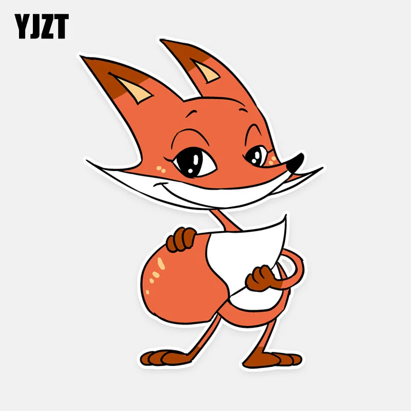 

YJZT 9.6CM*13CM Cartoon Cunning Animal Fox PVC Car Sticker Decal 5-1013