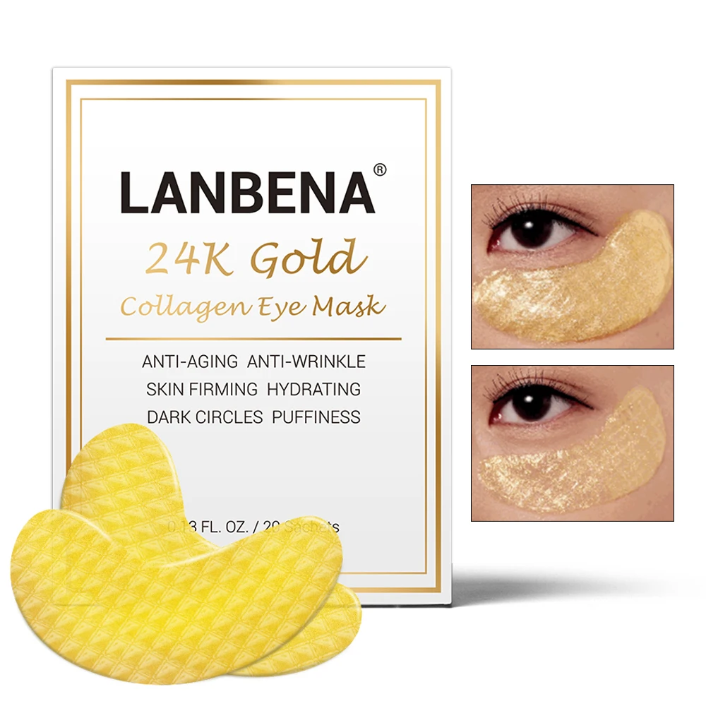 LANBENA уход за кожей 24K золото Кристалл Коллаген патчи для глаз ухода глазами темные
