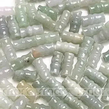 

100pcs Waxy White Grade A Natural Burma Jade Gemstone Bamboo Shape Loose Beads