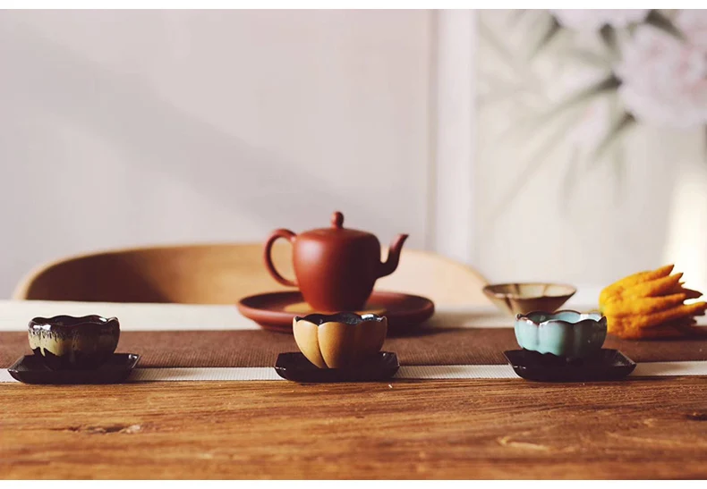 Японский стиль дзен керамическая чайная чашка винтажная грубая керамическая чашка с лотосом маленькая чайная чашка Саке чашка домашняя посуда для напитков офисная чайная посуда чайные чаши