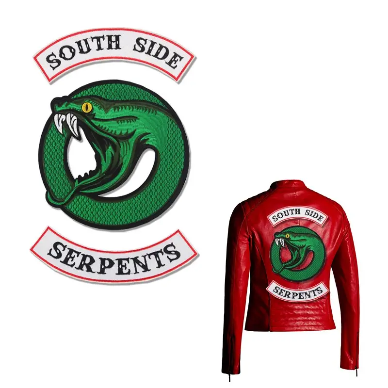

Riverdale Green Snake Southside Serpent DIY Iron On Embrodered Patches For Clothing Jacket Backpack Appliqued Badges Y-197