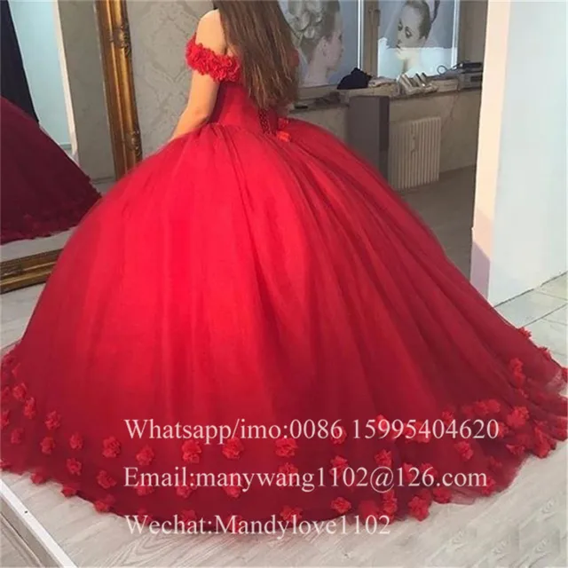 Red Ball Gown Quinceanera Dresses Long 