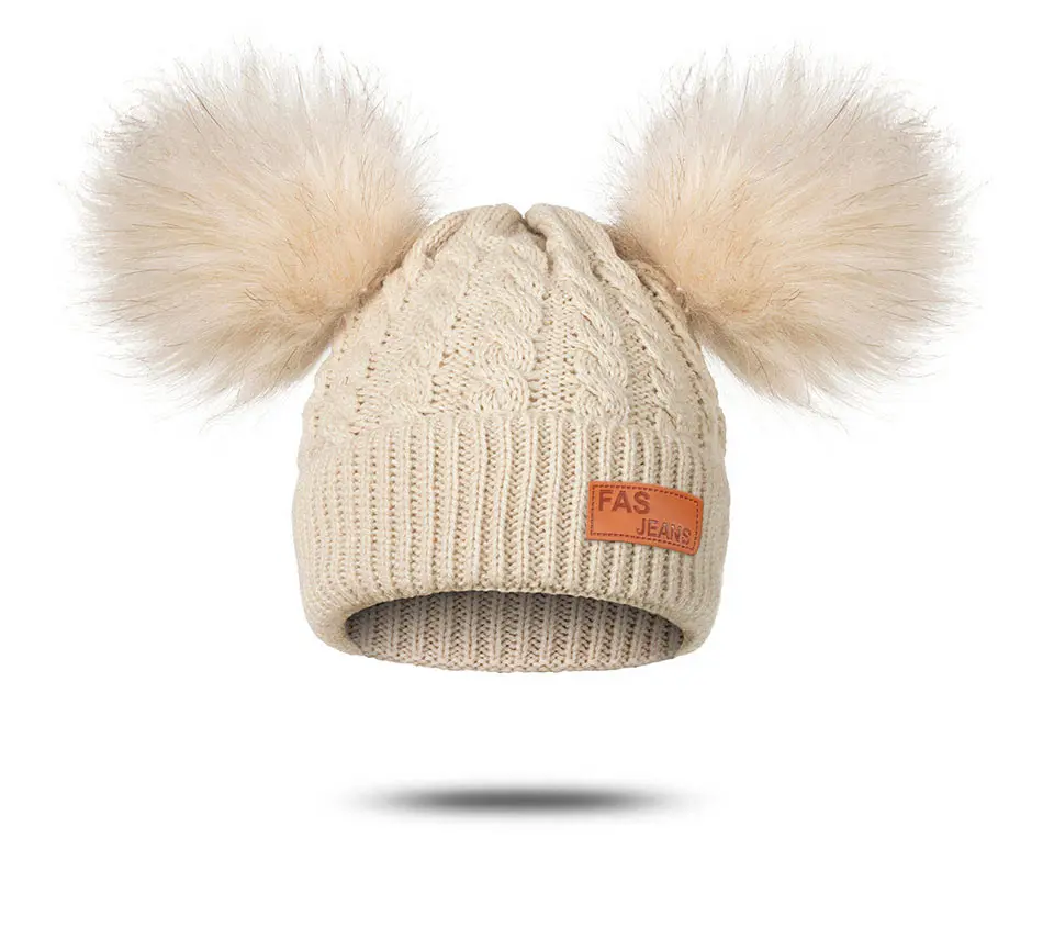 DMROLES/теплая зимняя шапка для маленьких девочек с помпонами, осенне-зимняя шапка для мальчиков и девочек 0-3 лет, подходит для новорожденных, шапка для детей