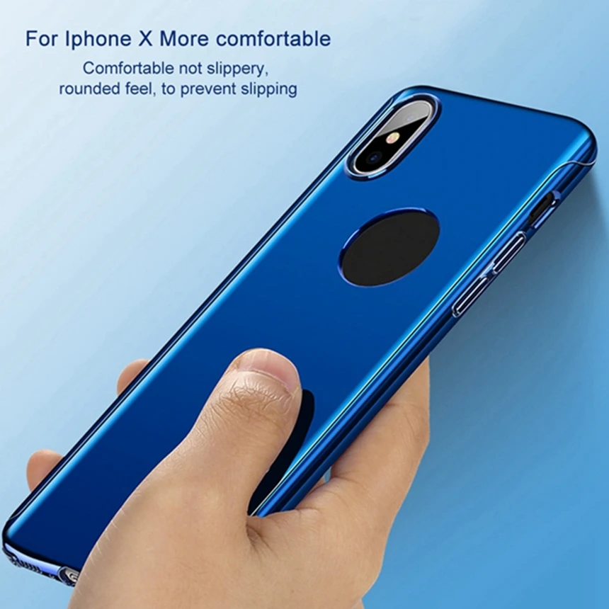 OLLIVAN Mirror Case For iPone X 360 Full Cover Protection For iPhone 7 8 6 6s Plus Smooth Cases Have Logo Hole Hard PC Coque (16)