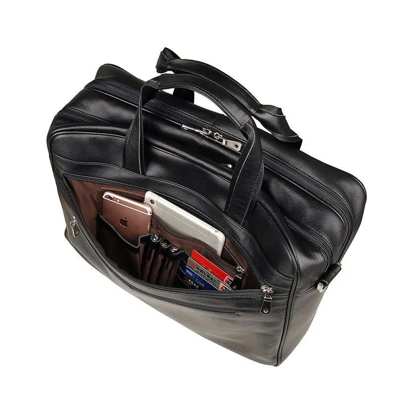 Nesitu большой черный кофе натуральная кожа бизнес дорожная сумка 14 ''15,6'' ноутбук мужской портфель сумки M7319
