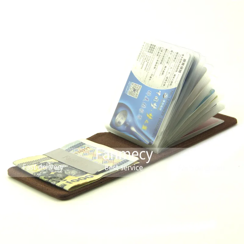 Good Quality Mens Canvas Credit Card ID Holder Money Clip Cash Holder Ultra Slim Walletin Money