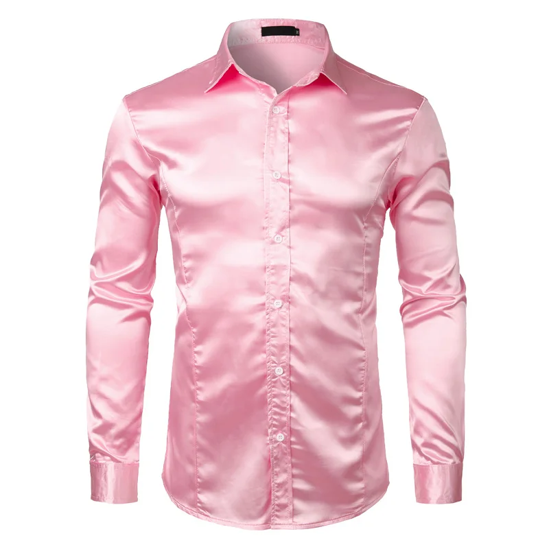 Новые мужские рубашки с длинным рукавом Chemise Homme, модный дизайн, Черная Мужская шелковая рубашка, облегающие рубашки под смокинг, брендовые рубашки Camisa Social