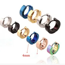 Модные женские мужские маленькие серьги Huggie, серебро, золото, черный, синий круг из титановой стали, Гладкий Круг, обруч, серьги Huggie, ювелирные изделия