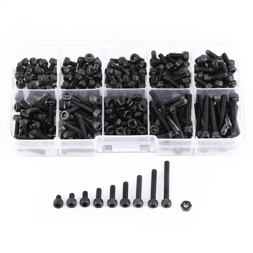 

280Pcs/Set M3 Cap Head Hex Socket Bolt Screw Nut Metric Machine Screws Fastener Assortment Kit bolts and nuts Best Price
