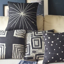 Черно-белые геометрические формы домашний декор подушка из льняного полотна Подушка диванная Подушка декоративная подушка