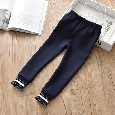 New High Quality Winter Kids Thick Warm Pants Elastic Waist Colorful Cotton Girl Pants Girls Leggings Children Pants - Цвет: blue