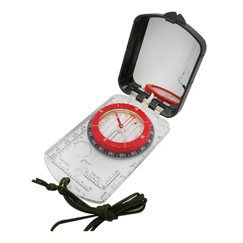 

Sturdy Acrylic Ruler Magnifier Mirror Compass Lanyard Waterproof Pocket Size Outdoor Camping Hiking Portable Adventure Survival