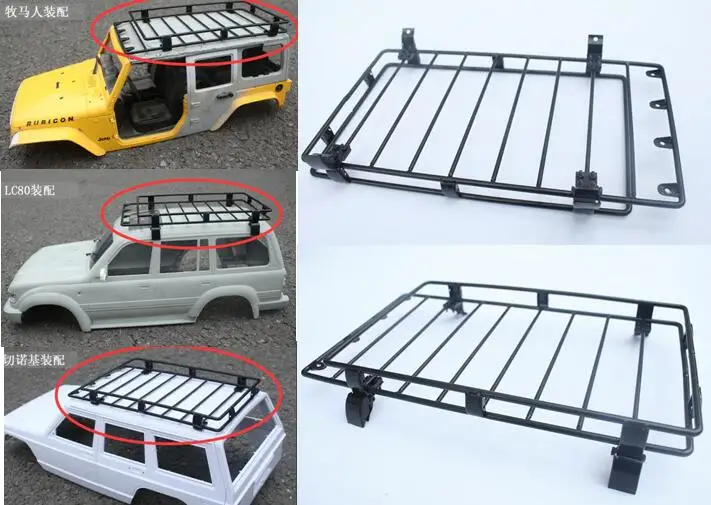 Металлический багажный стеллаж на крышу для грузовика LC80 LAND CRUISER осевой кузов 1:10