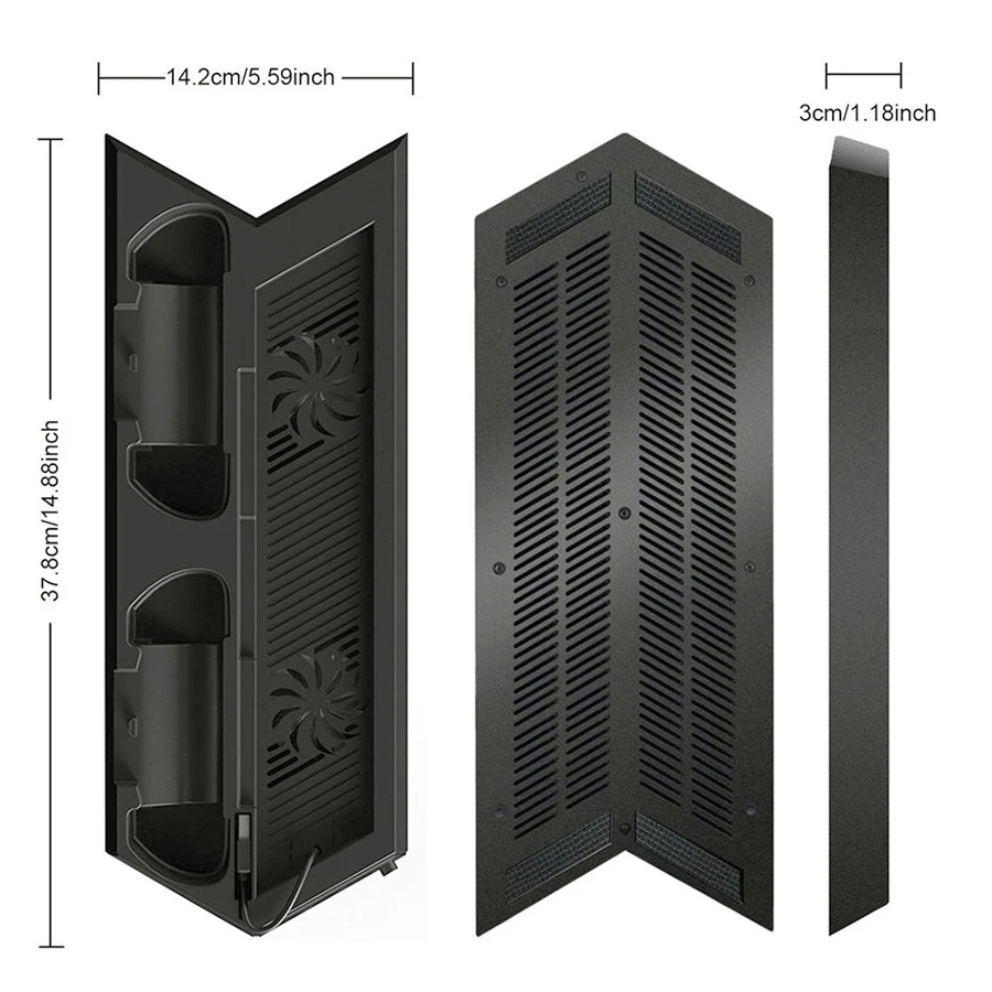  PS4 Mutilfunctional Vertical Cooling Stand Cooler Fan Dual Joystick/Controller/Joypad USB Charger f