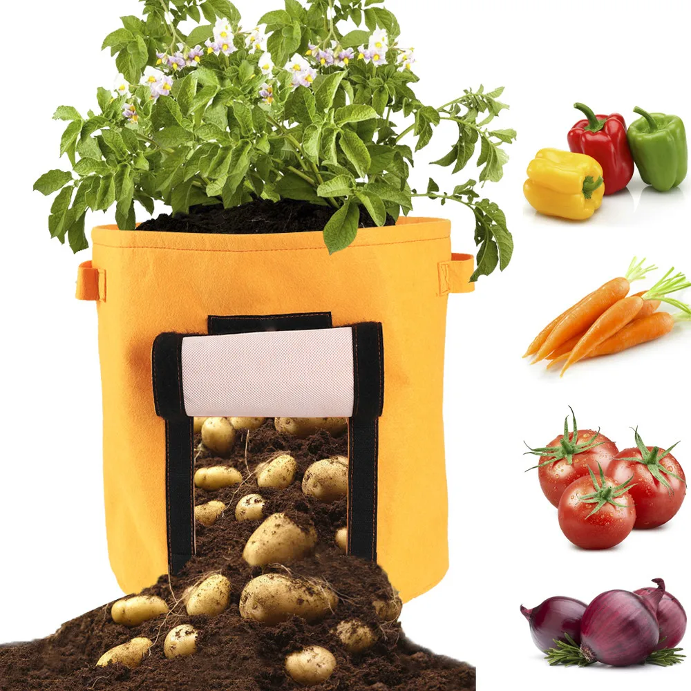 DIY Potato Grow Planter PE Cloth Tomato Planting Container Bag Plant Grow Bag Thicken Garden Pot Garden Supplies