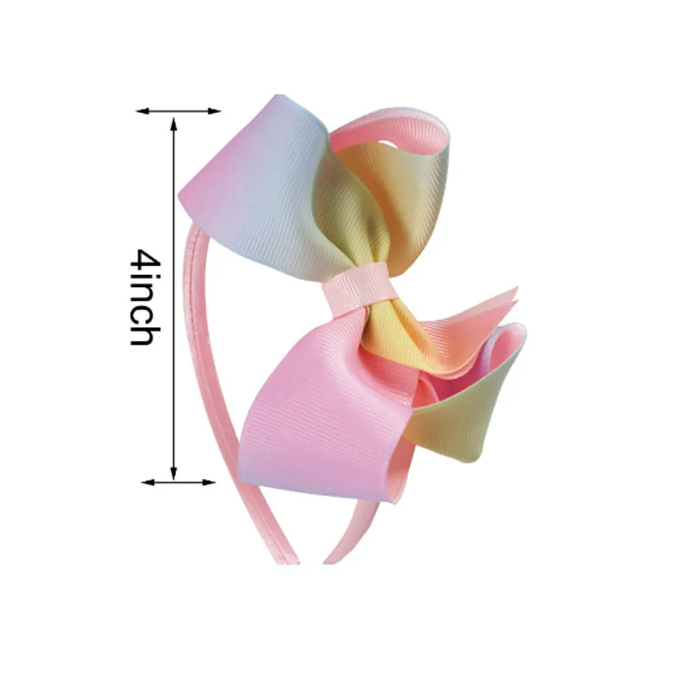 Модная одежда для девочек Мультяшные волосы повязка на голову с бантом, из бутика с принтом радуги, ручная работа, лента, украшение для волос прекрасные дети детские аксессуары для волос
