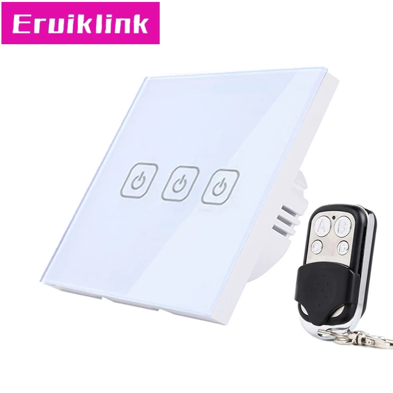 

EU/UK Standard Wireless Remote Control Touch Switch,3 Gang 1 Way RF433 Wall Light Switch For Smart House Free shipping