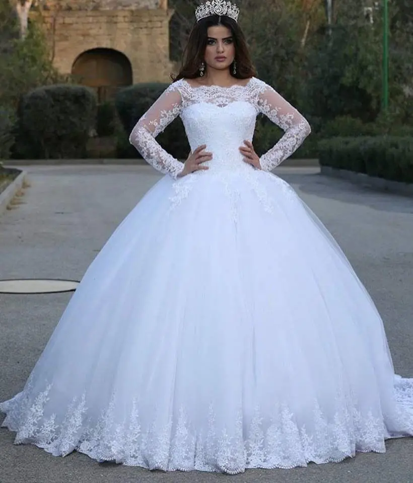 Vestido-De-Noiva-Luxo-Lace-Manga-Comprida-vestido-de-Baile-Vestidos-de-Casamento-rabe-Apliques-Assoalho