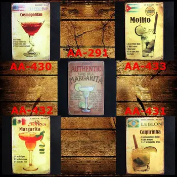 

[ Mike86 ] Cocktail Metal Signs art decor Pub Bar Decor Anqique Wall Gift Painting FF-88