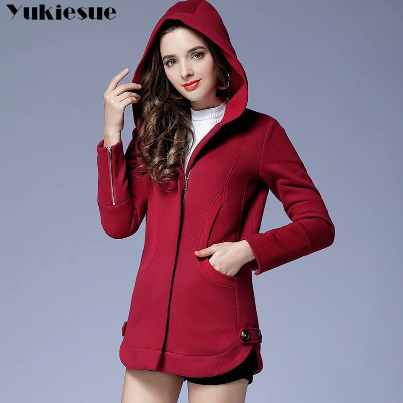 

Autumn Women Casual Long Zipper Hooded Jacket Hoodies Sweatshirt Vintage Plus Size 5XLred black Outwear Hoody Coat Clothing