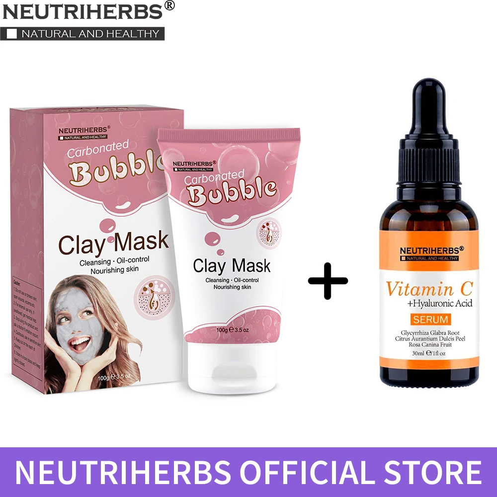 

Neutriherbs Facial Face Mask Carbonated Bubble Clay Mask + Vitamin C Serum Hyaluronic Acid Retinol for Deep Cleansing