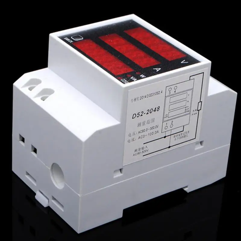 

AC 80-300V 0-100.0A ammeter voltmeter Din rail LED volt amp meter display active power power factor time Energy voltage current