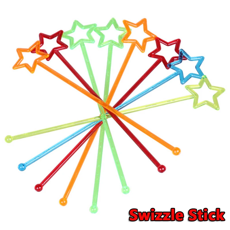 

2016 Newest 25pcs/lot Mixed-color Plastic Star Design Cocktail Drink Stirrers Swizzle Stick Bar Tools Free Shipping