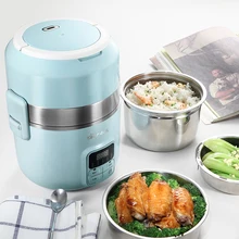 220 V Многофункциональный 3 слоя 2L электрическая рисоварка портативный интеллектуальный Электрический нагревательный Ланч-бокс для школы путешествий