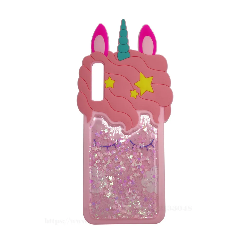 3D Fashion Cartoon Quicksand unicorn Soft Silicone Case For Samsung Galaxy A7 2018 Cover A750 Coque |
