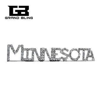 

USA States Theme Gift Bling Rhinestone "MINNESOTA" State Word Brooch Pin