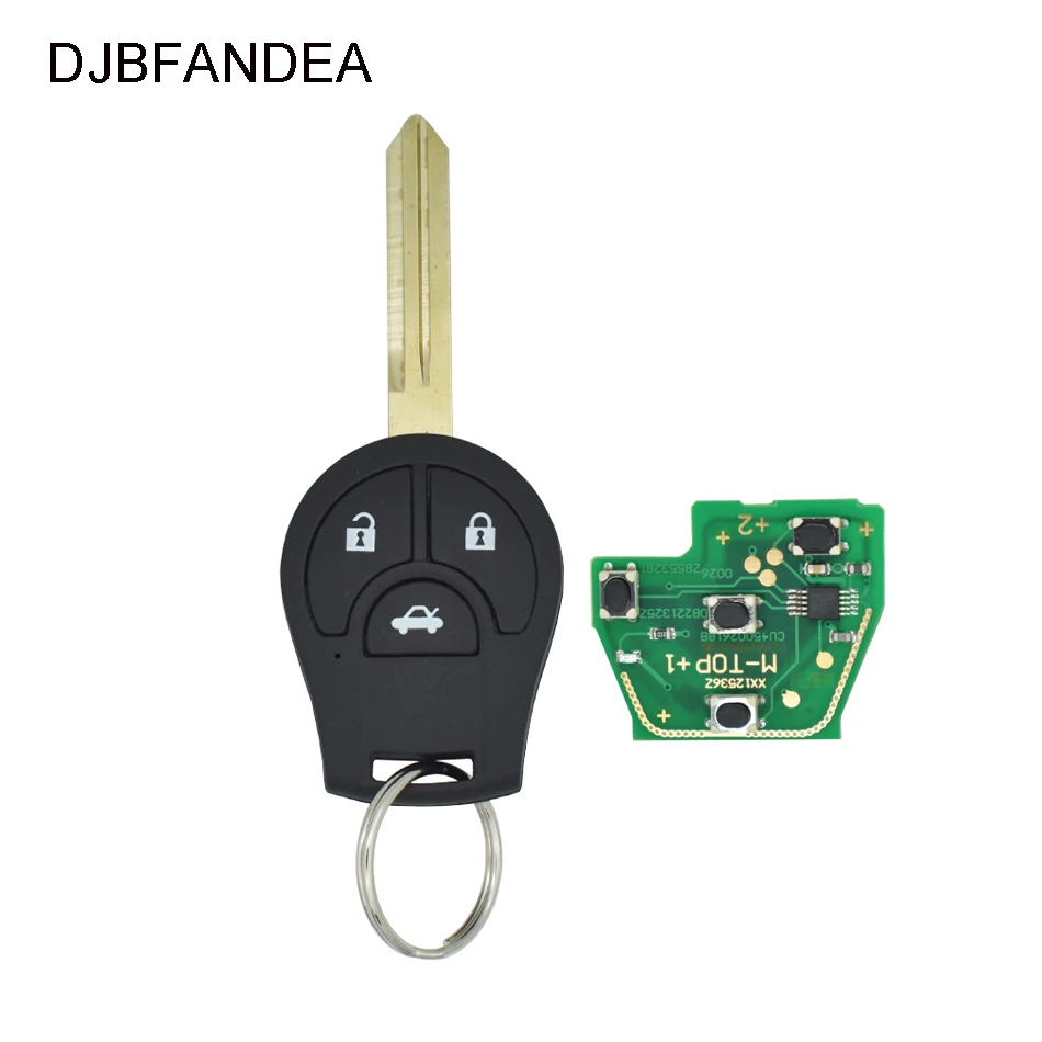 

DJBFANDEA 3Button Car Remote Key fob for NISSAN March Qashqai Sunny Sylphy Tiida X-Trail 433mhz and 315mhz with 46 Chip PCF7936