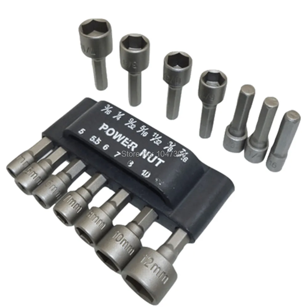 14pcs SAE Metric Quick Change Power Nut Driver Bit Set Power Nutdriver