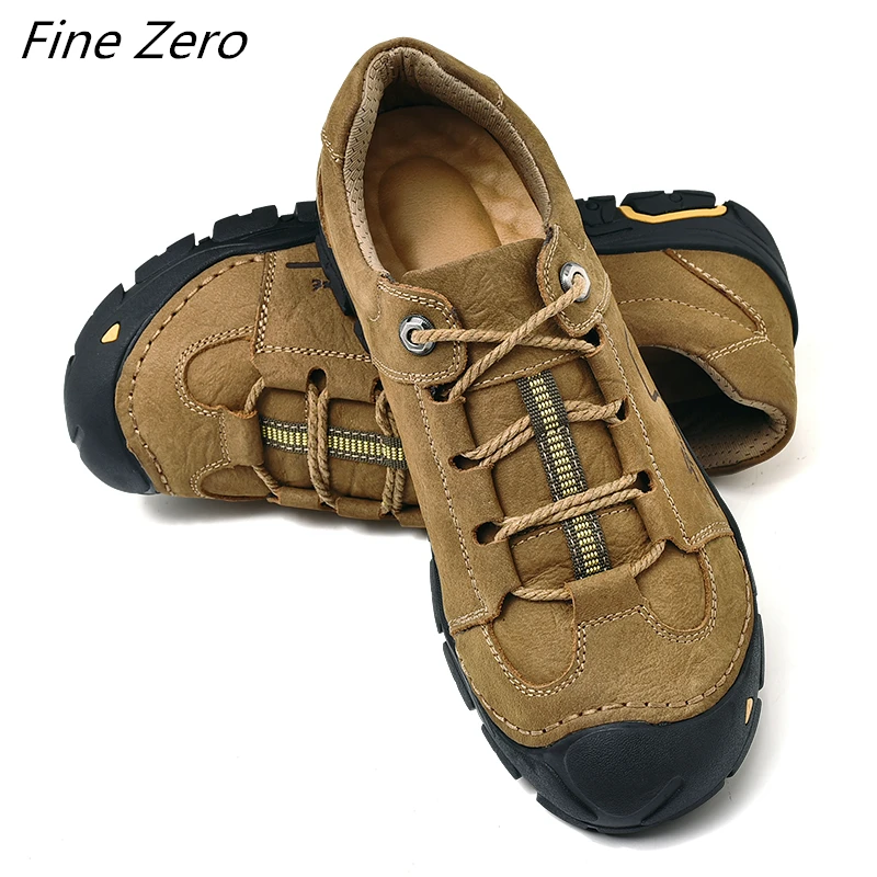 Men's Waterproof Hiking Shoes Travel Shoes Outdoor Non-slip Wear Hunting Sneakers Genuine Leather Trekking Climbing Sports Shoes