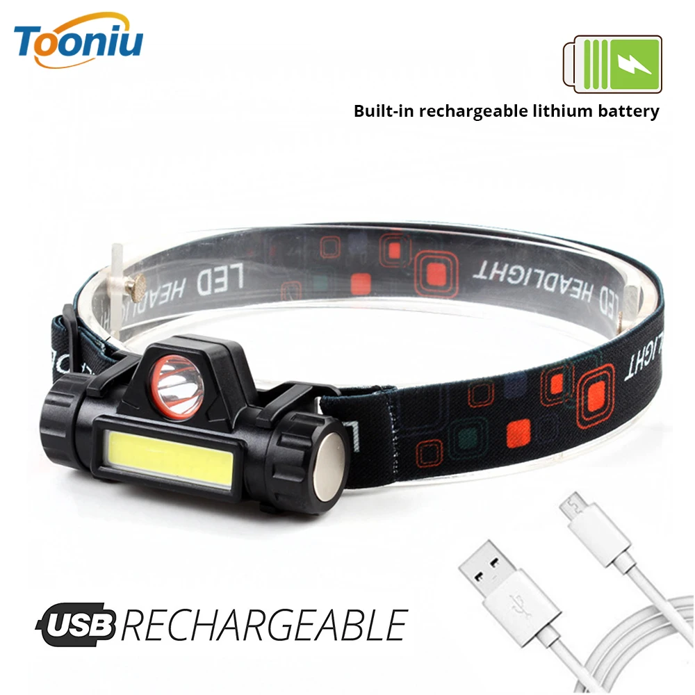 

USB Rechargeable LED Headlamp With tail magnet COB work light Built-in battery