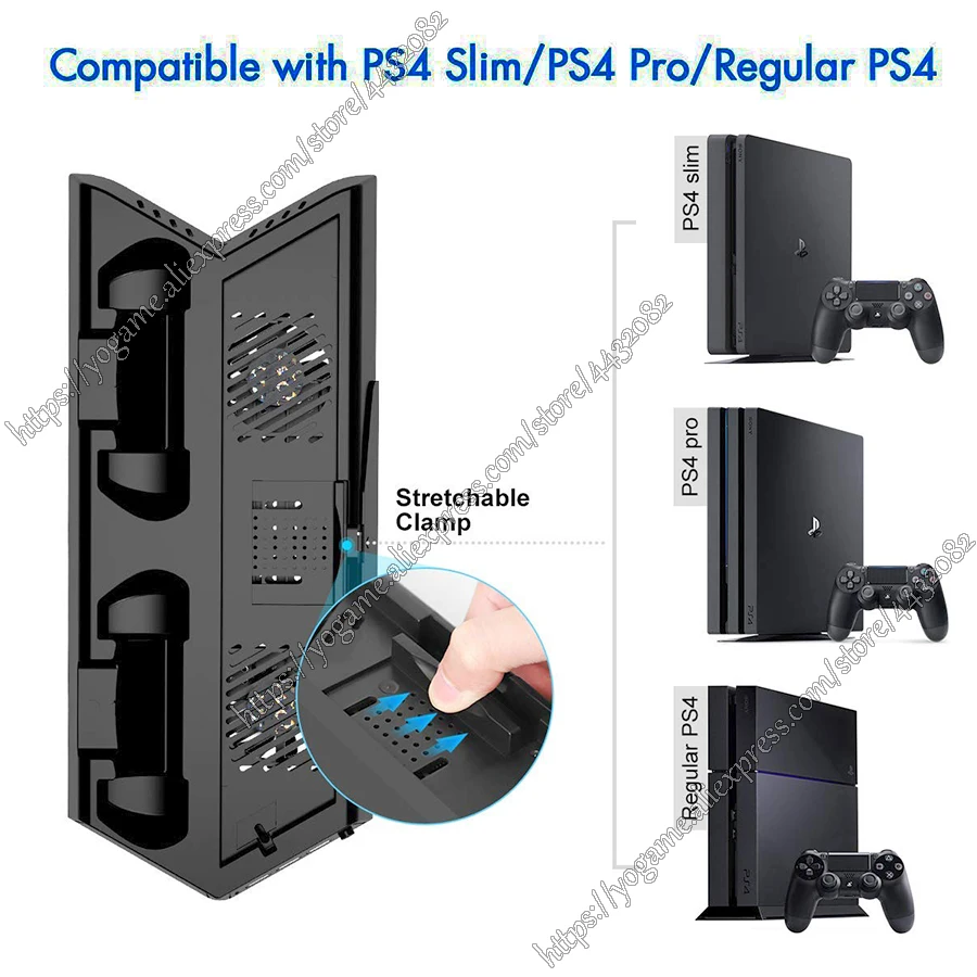 Вертикальная подставка для PS4 Play Station 4 Slim Pro охлаждающая зарядная станция с
