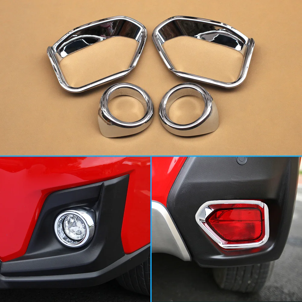 Mirror Rear Fog Light Frame Overlay Chrome Trims For 2018 Subaru Crosstrek XV