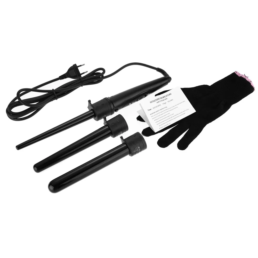 Dual Voltage 100 240v Hair Curling Wand , Black Color 3 In 1 Hair