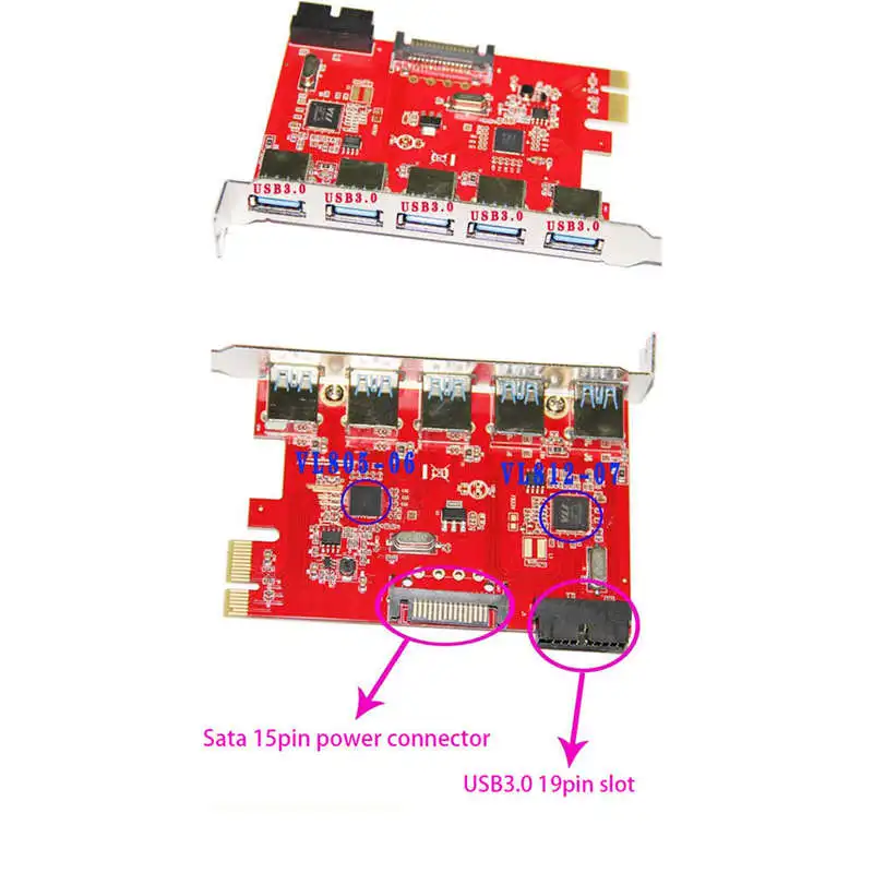 Ltu3-51P PCI-E A-port Usb 3,0+ 20 Pin Плата расширения