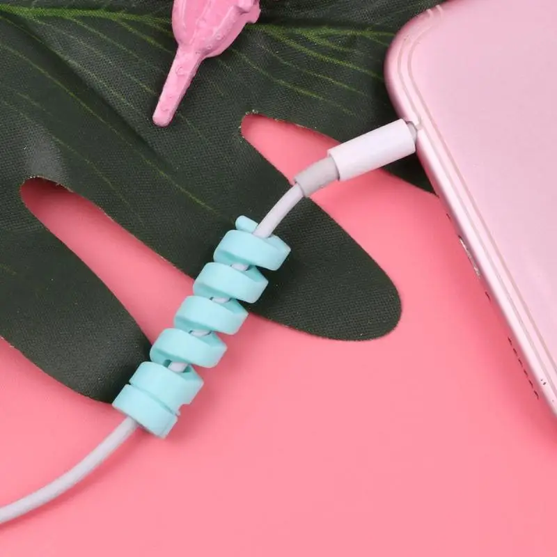 

Spiral Cable protector Data Line Silicone Bobbin winder Protective For iphone Samsung Android USB Charging earphone Case Cover