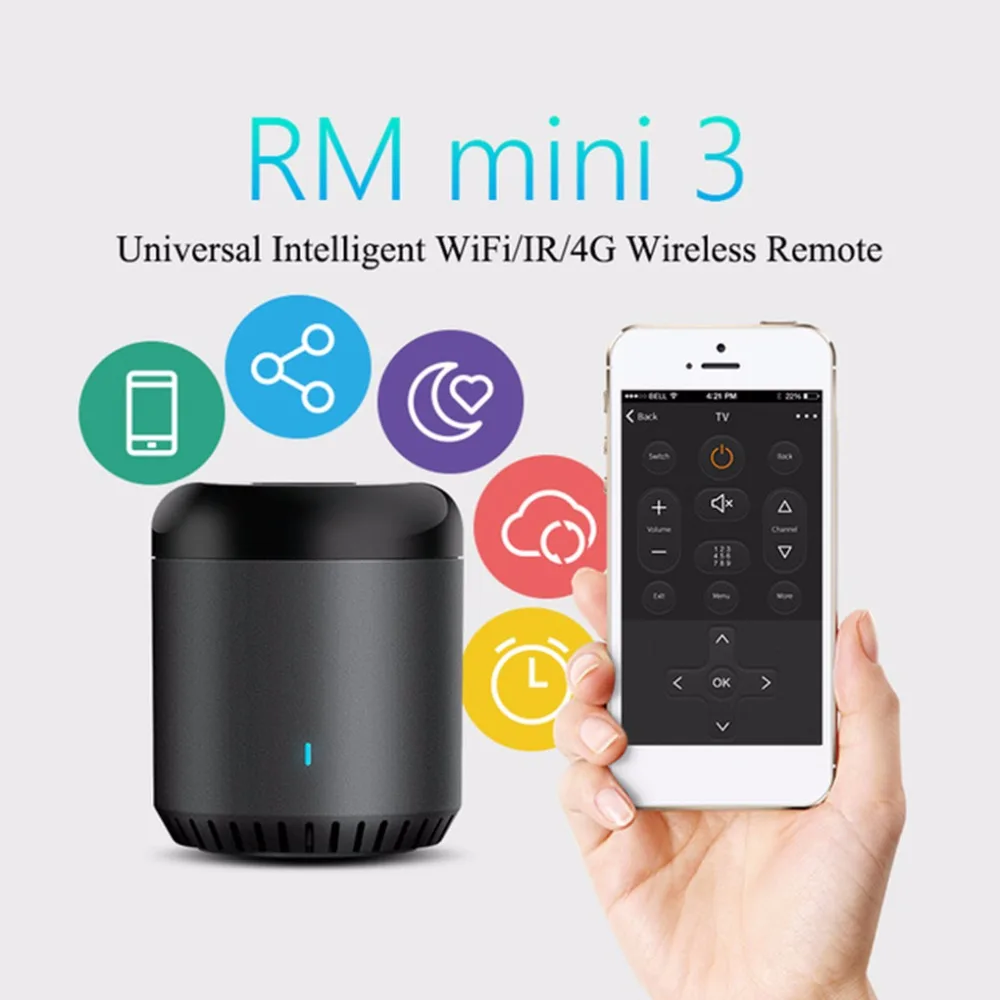 

Broadlink New RM Mini3 Universal Intelligent WiFi/IR/4G Wireless Remote Controller Via For Android IOS Smart Home Automation